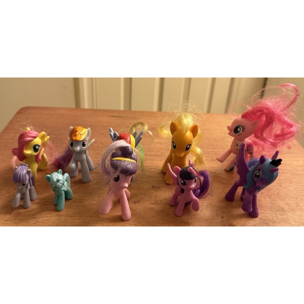 Lot Of 10 My Little Pony Figures G4 Pinkie Pie, Princess Luna, Mini Rainbow Dash